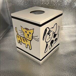 Oxford Cats and Dogs Small Tissue Box Holder metal